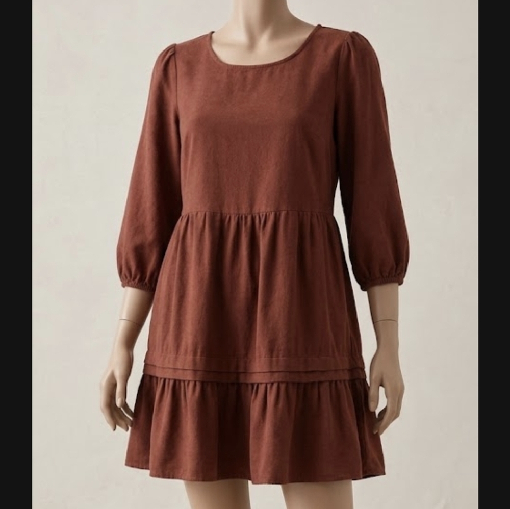 Rust Brown Women's Tiered Dress